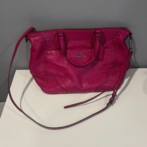 Coach pink Leather Satchel with Crossbody Strap